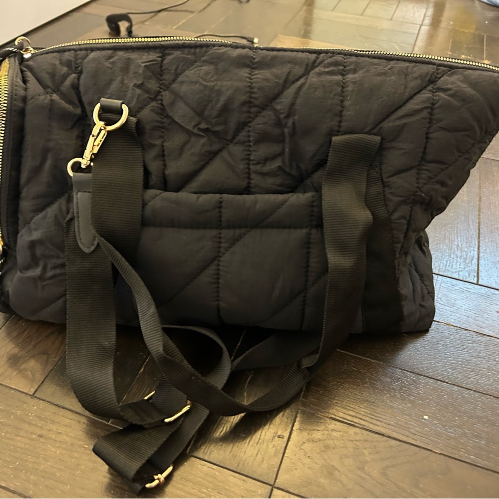 Quilted Black and Gold Travel Bag